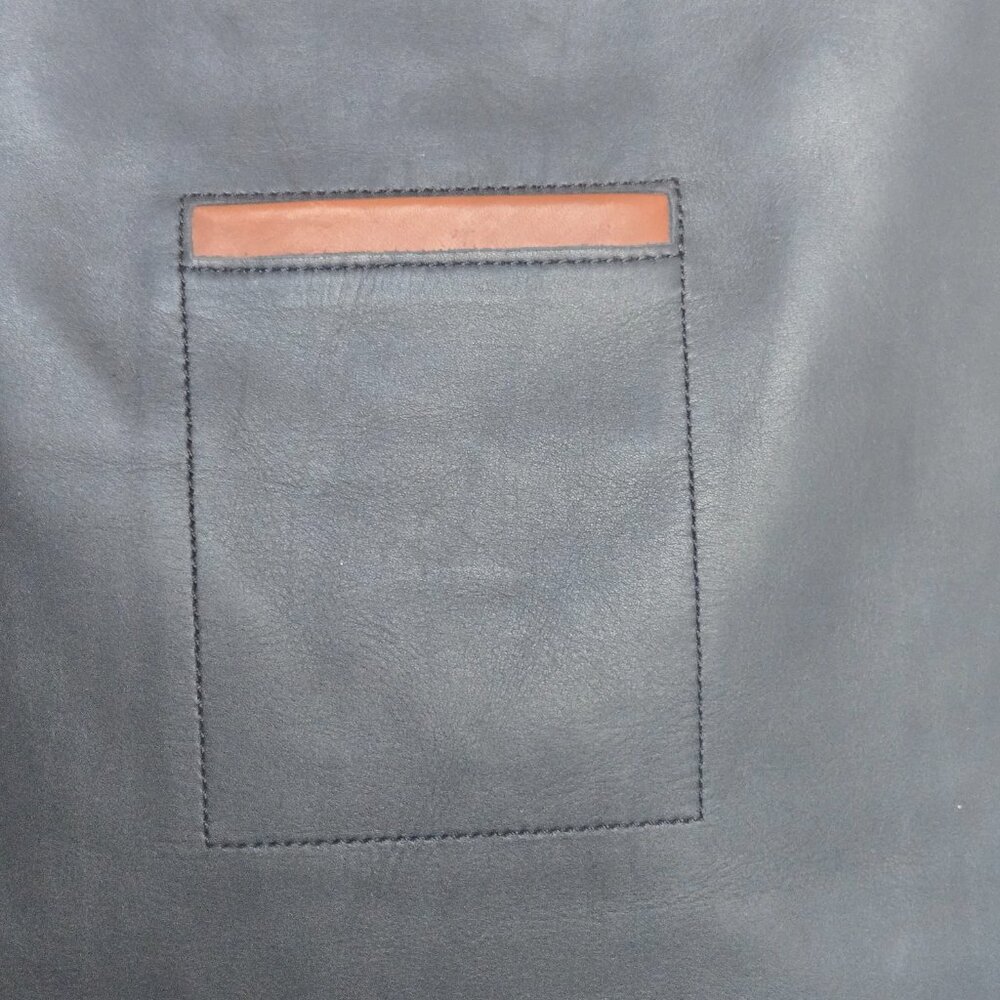 Duluth Trading Co. Black Leather & Brown Trim Zipper Lined Tote w Accessory Bag - Picture 5 of 14